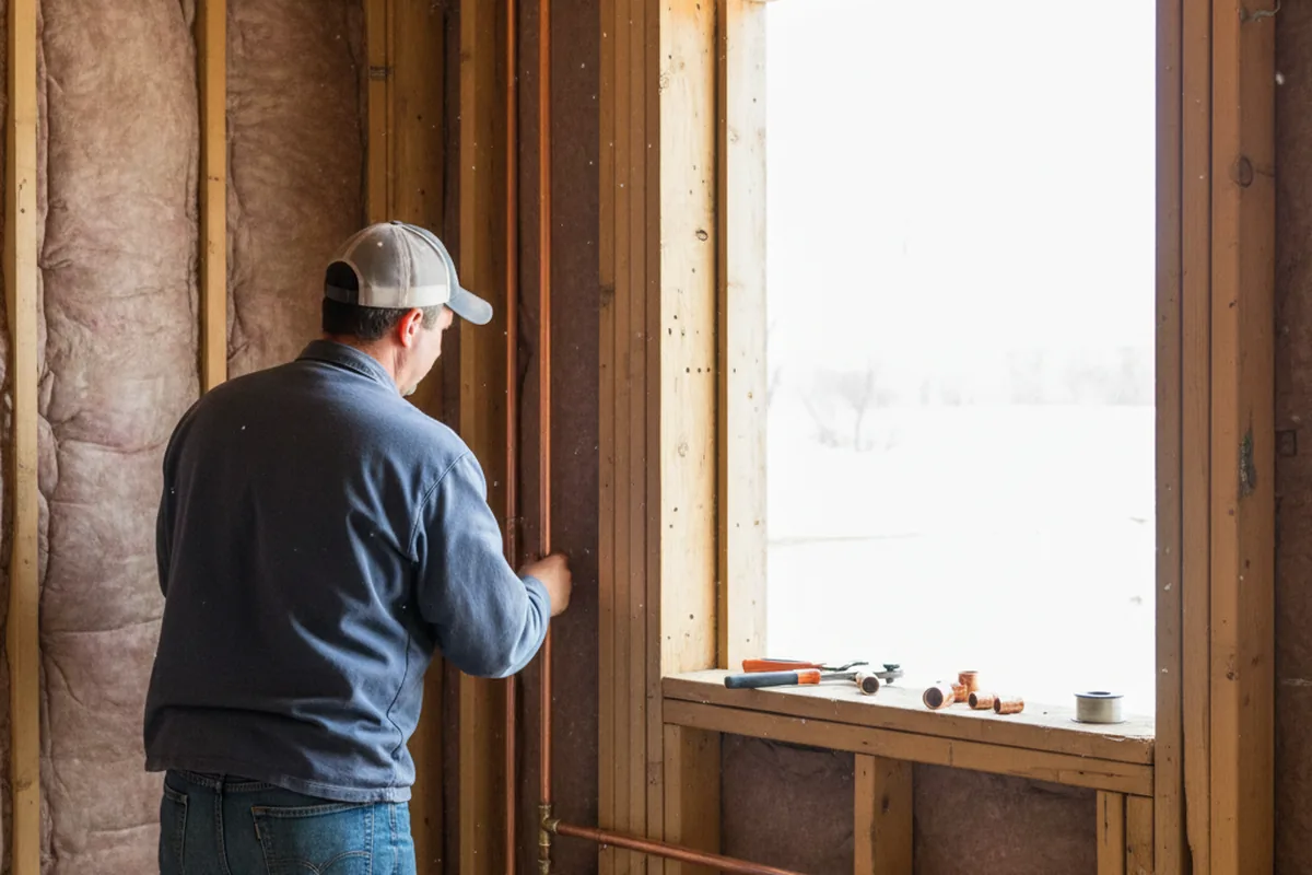 Licensed plumber running new copper supply lines in a South Saint Paul home