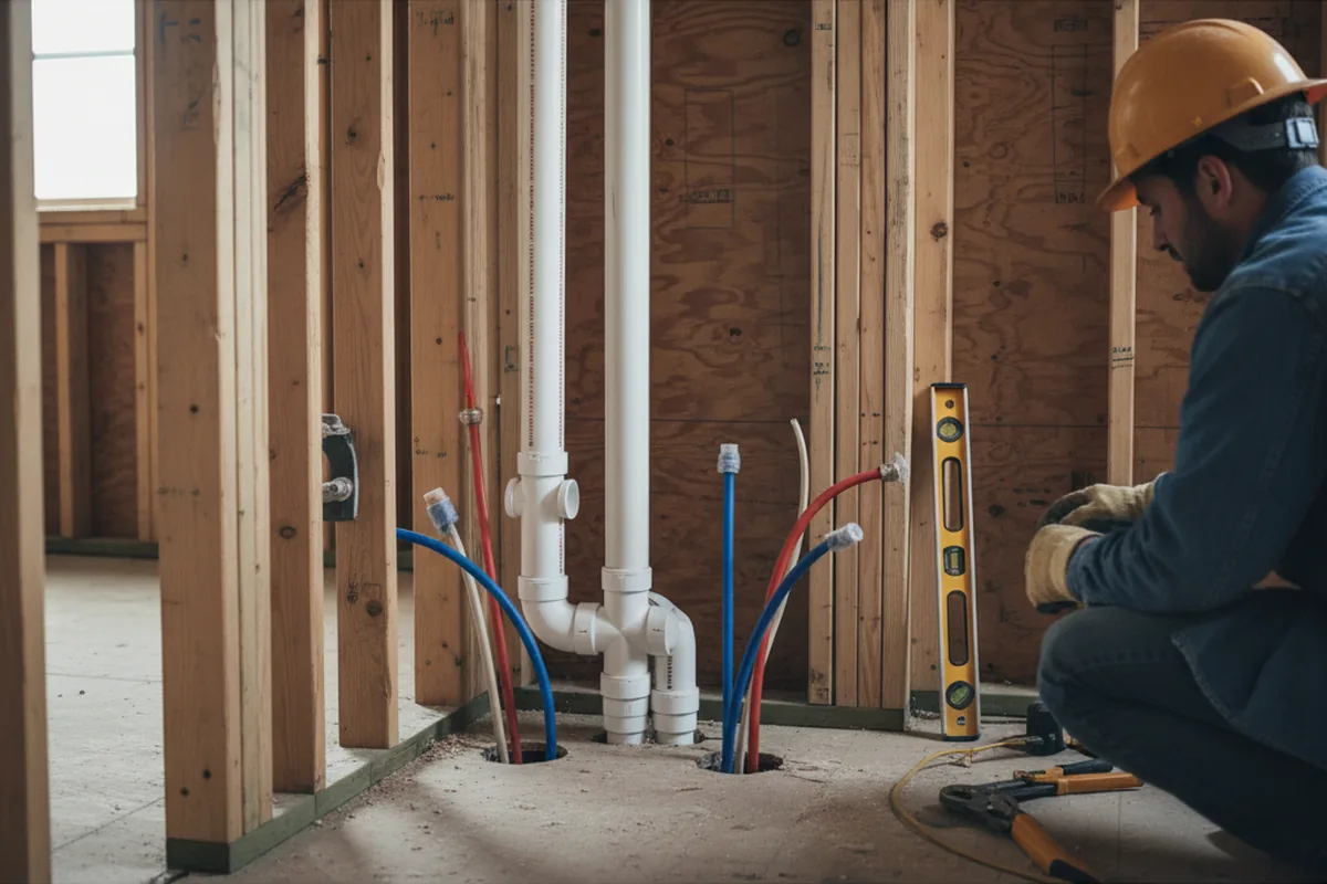 Drain and supply rough-in during Leak Detection in South Saint Paul